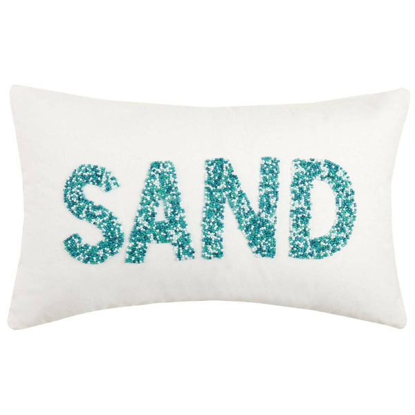 Coastal Throws & Pillows, Sand Beaded Throw Pillow, Teal, 20" x 12"