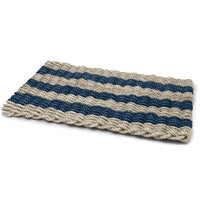 Thumbnail for Sand & Navy Cabana Stripes Lobster Rope™ Doormat, Wicked Good Doormats