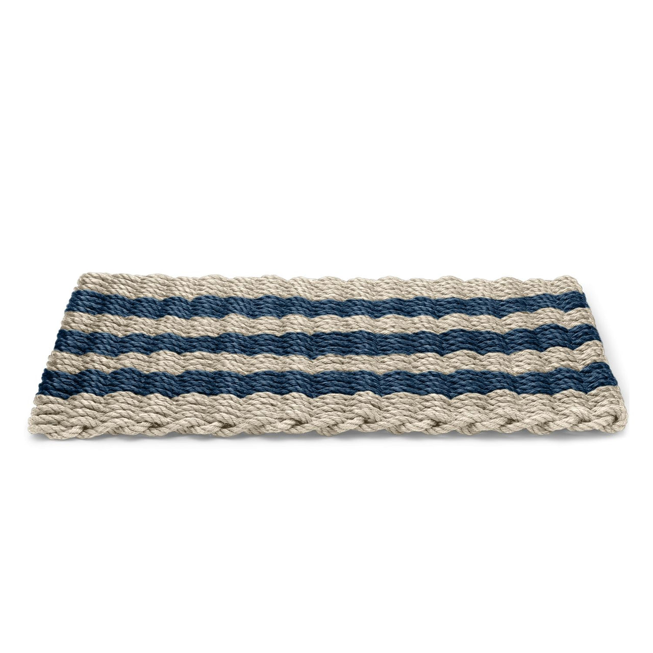Sand & Navy Cabana Stripes Lobster Rope™ Doormat, Wicked Good Doormats