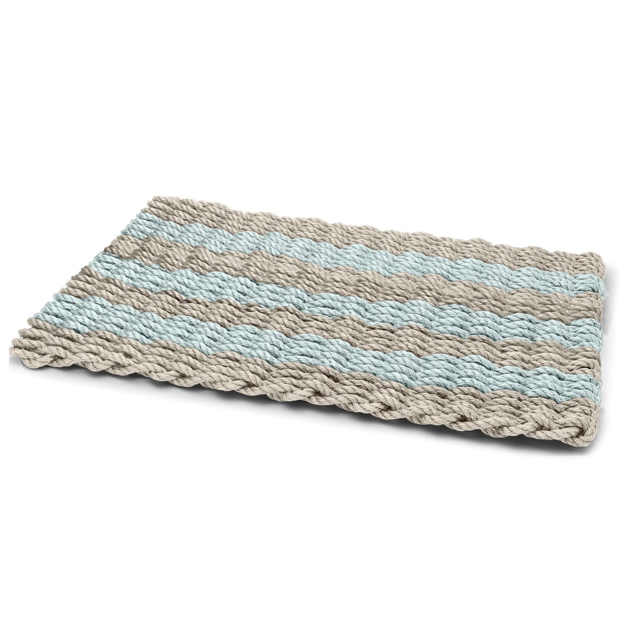 Sand & Seafoam Cabana Stripes Lobster Rope™ Doormat, Wicked Good Doormats