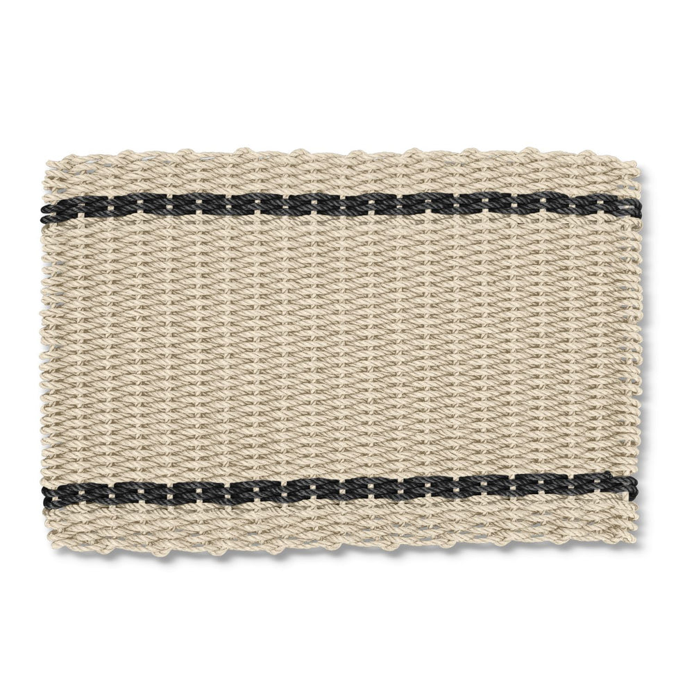 Sand with Light Tan Tailored Stripes Lobster Rope Doormat, Outdoor Doormats Woven in Maine