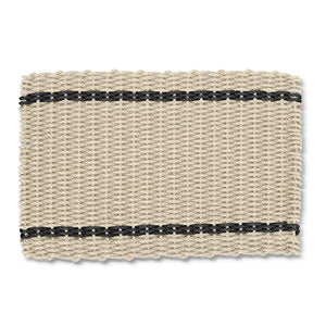 Sand with Light Tan Tailored Stripes Lobster Rope Doormat, Outdoor Doormats Woven in Maine
