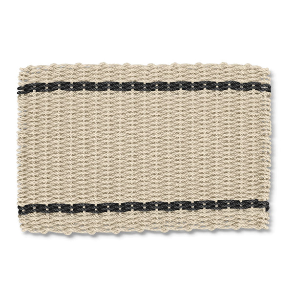 Sand with Light Tan Tailored Stripes Lobster Rope Doormat, Outdoor Doormats Woven in Maine