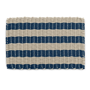 Outdoor Door Mat in Sand & Navy Cabana Stripes, Wicked Good Lobster Rope Doormats