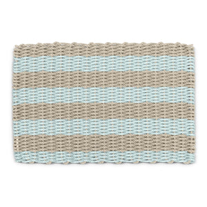 Lobster Rope Outdoor Doormats in Sand & Seafoam Cabana Stripes, Front Door Mats Outdoor