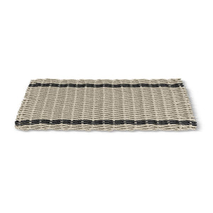 Doormats Outdoor, Waterproof Outdoor Door Mats in Sand with Black Tailored Stripes
