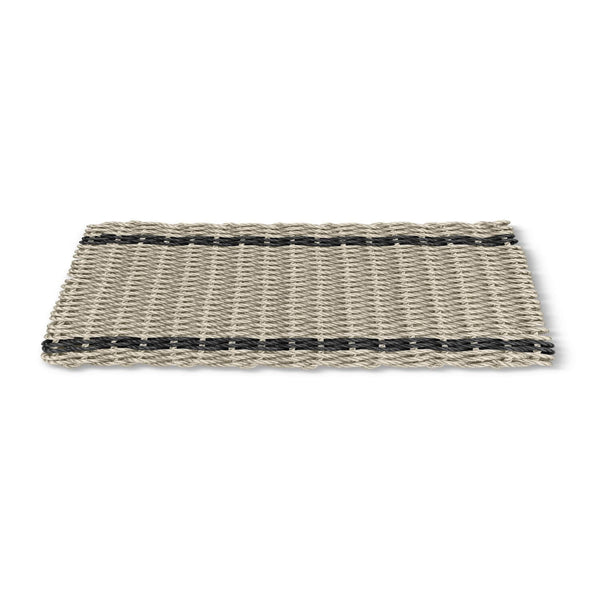 Doormats Outdoor, Waterproof Outdoor Door Mats in Sand with Black Tailored Stripes