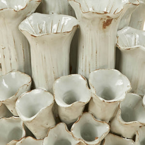 Sea Flowers White Thai Ceramic Vase, 8.5"