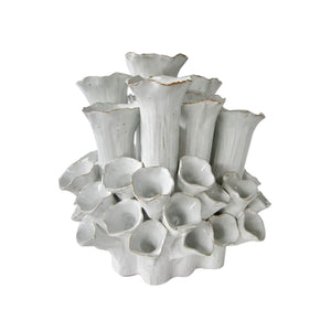 Sea Flowers White Thai Ceramic Vase, 8.5"
