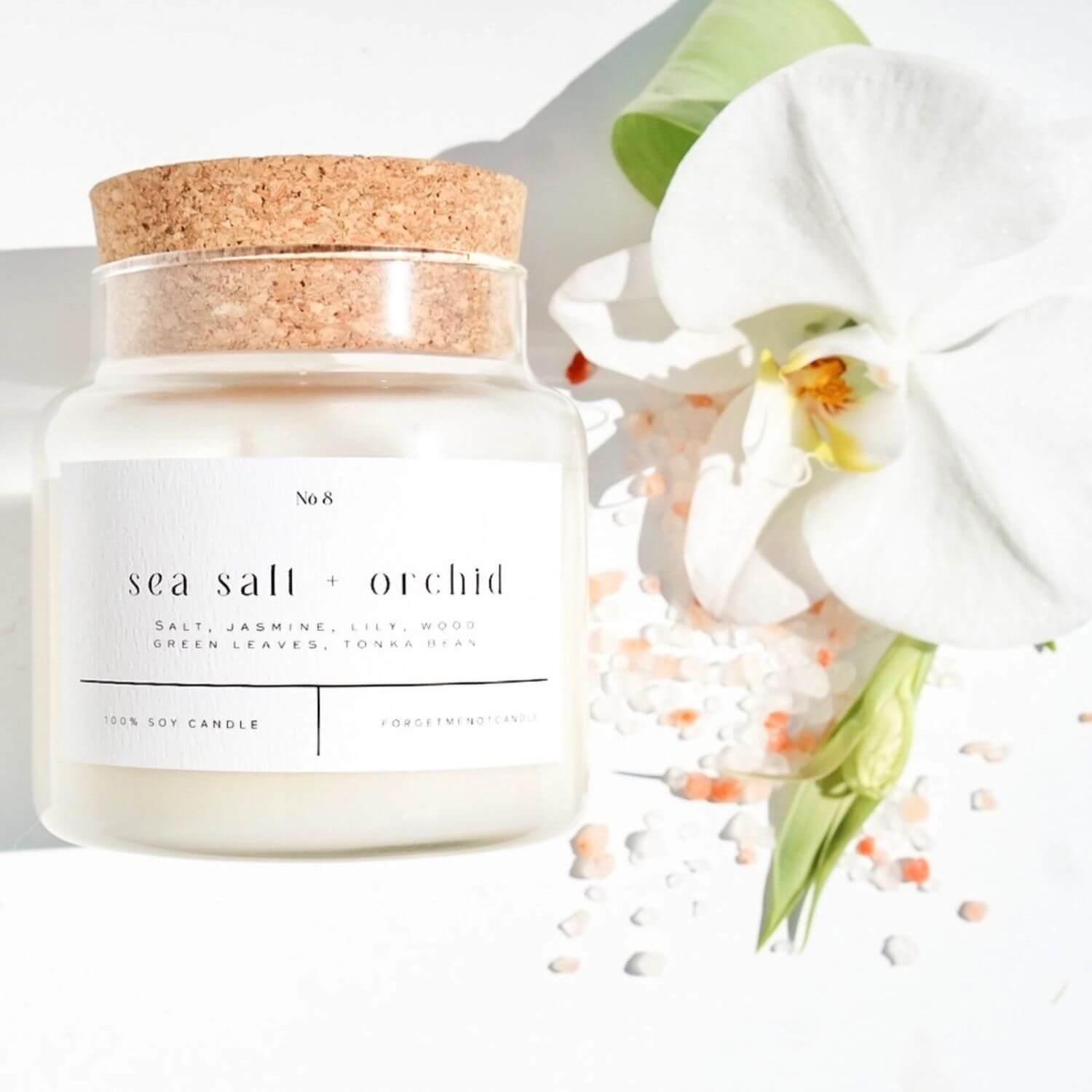 Sea Salt + Orchid Glass Candle