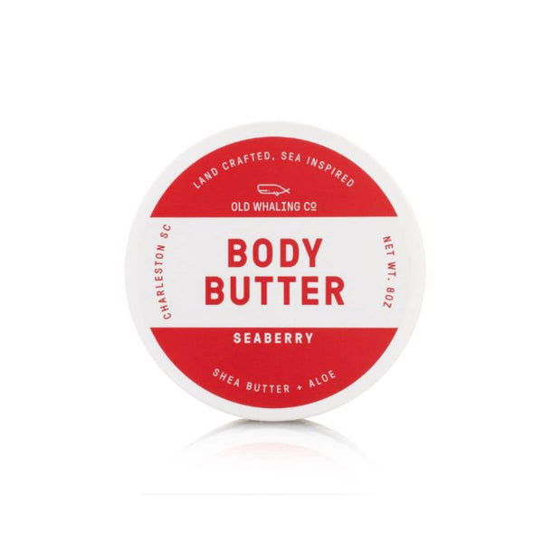 Coastal Seaberry body butter jar with a fruity blend of wild berries, plum, and vanilla, made with shea butter and aloe for deeply moisturizing skin.