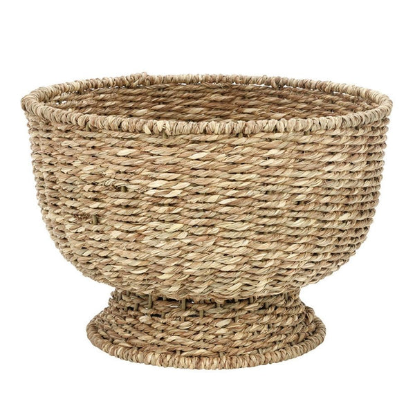 Natural seagrass woven basket with raised base