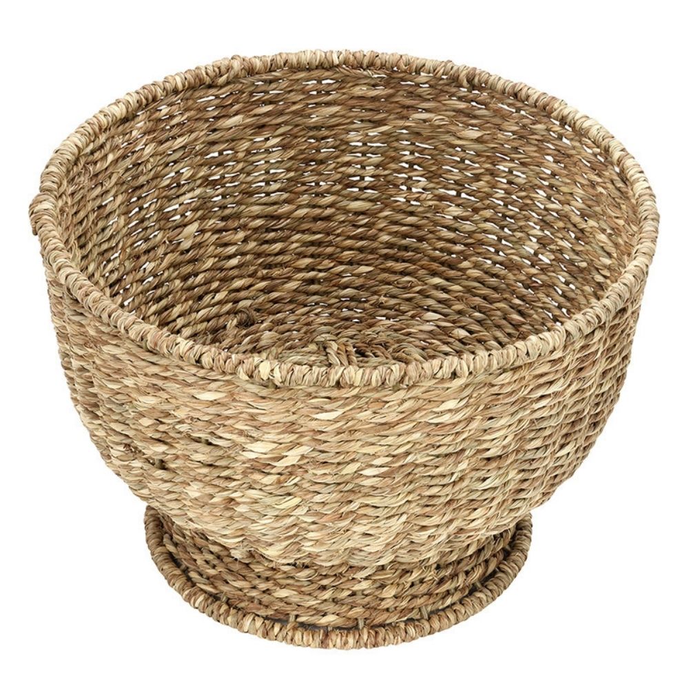 Natural seagrass woven basket with raised base