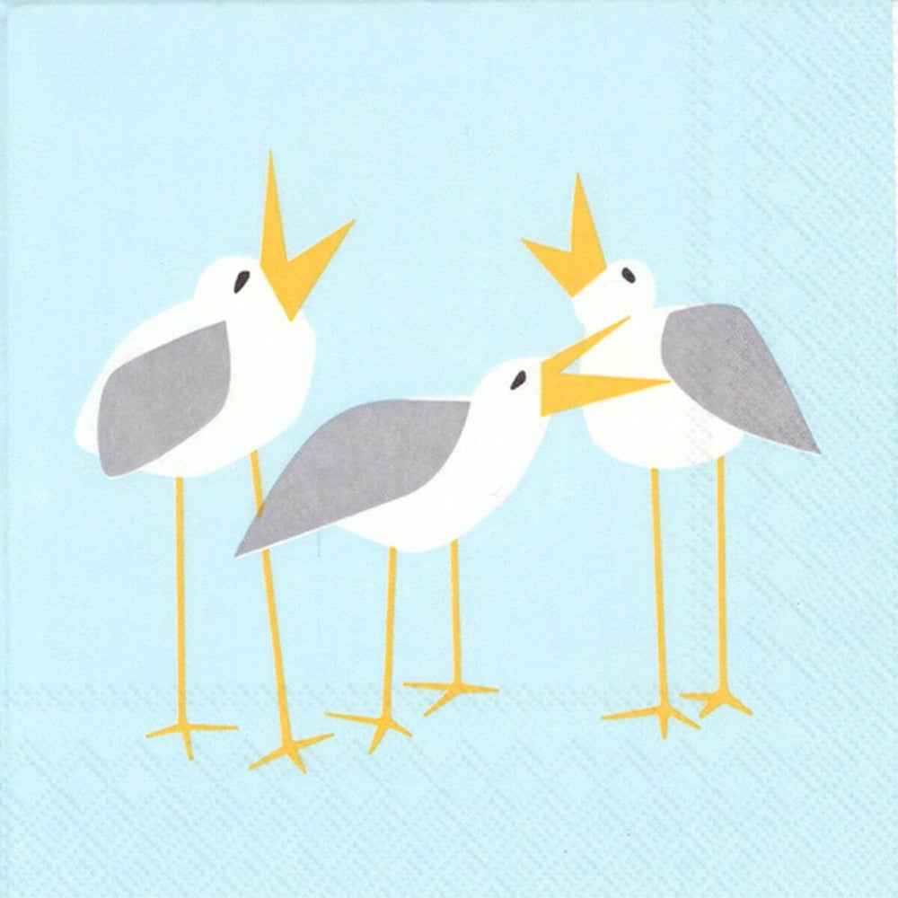 Seagull Paper Cocktail Napkins (Pack of 20), 5" x 5", 3-ply Coastal Paper Napkins for Parties & Gifts