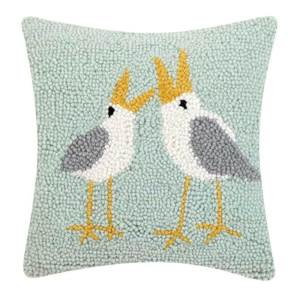 Seagulls Hook Pillow, 10 x 10, Coastal Pillow