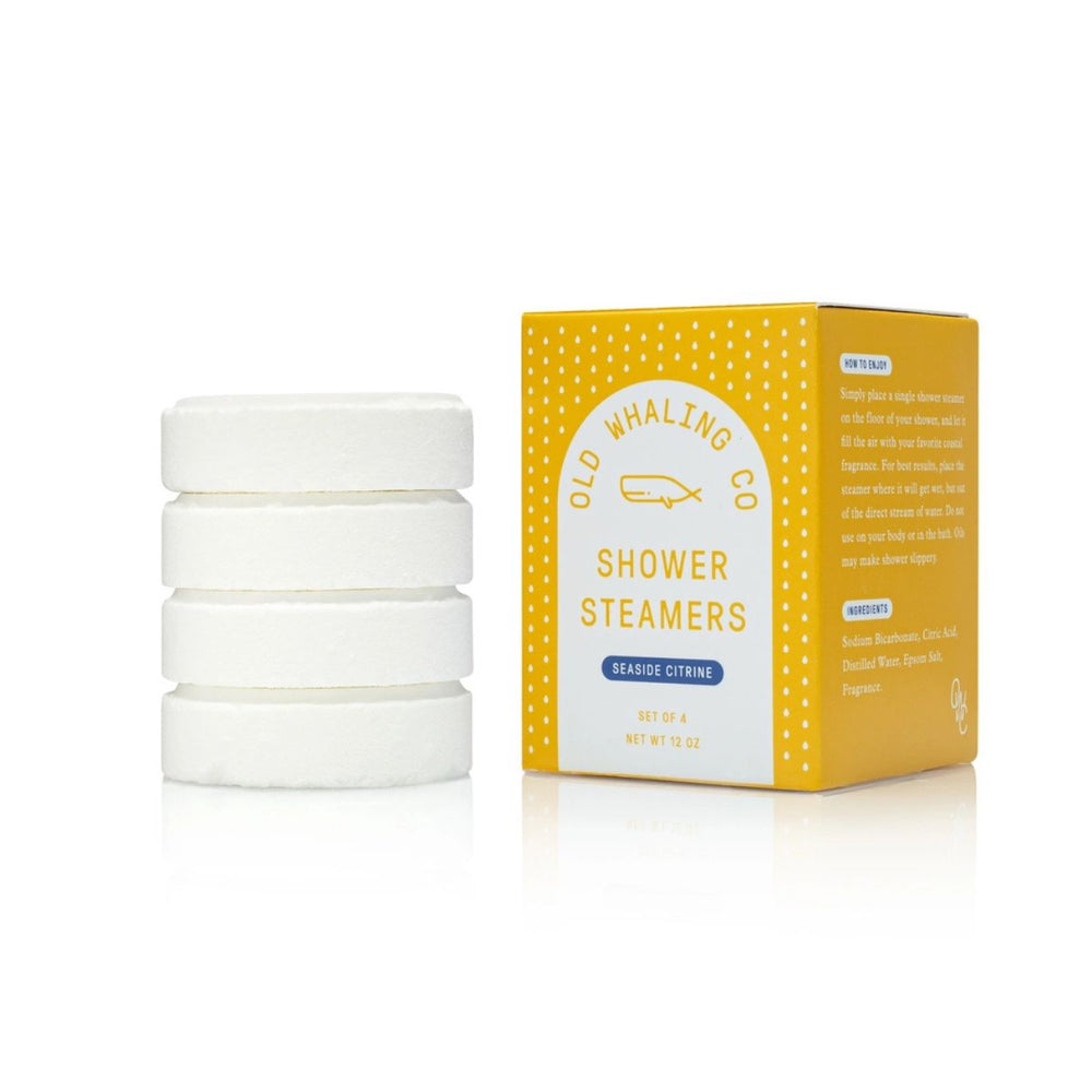 Aromatic Seaside Citrine® shower steamers with grapefruit and seashore notes, perfect for coastal-inspired wellness routines.