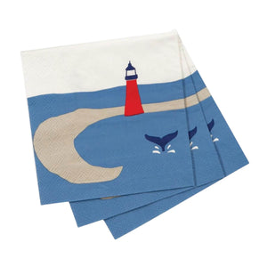 Seaside Lighthouse Paper Cocktail Napkins (Pack of 20), 5 x 5 Coastal Bar Accessories