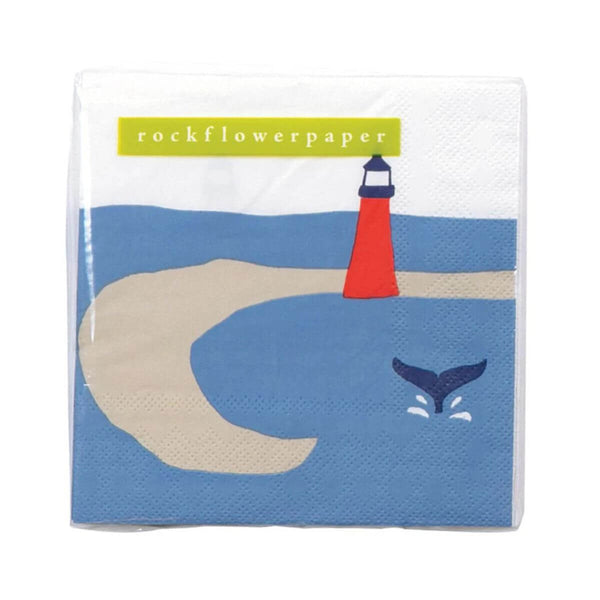 Seaside Lighthouse Paper Cocktail Napkins (Pack of 20), 5 x 5 Coastal Bar Accessories