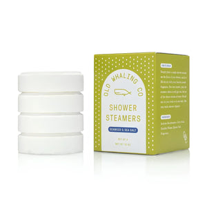 Seaweed and Sea Salt Shower Steamers Set of 4 with White Tablets and Coastal-Inspired Packaging