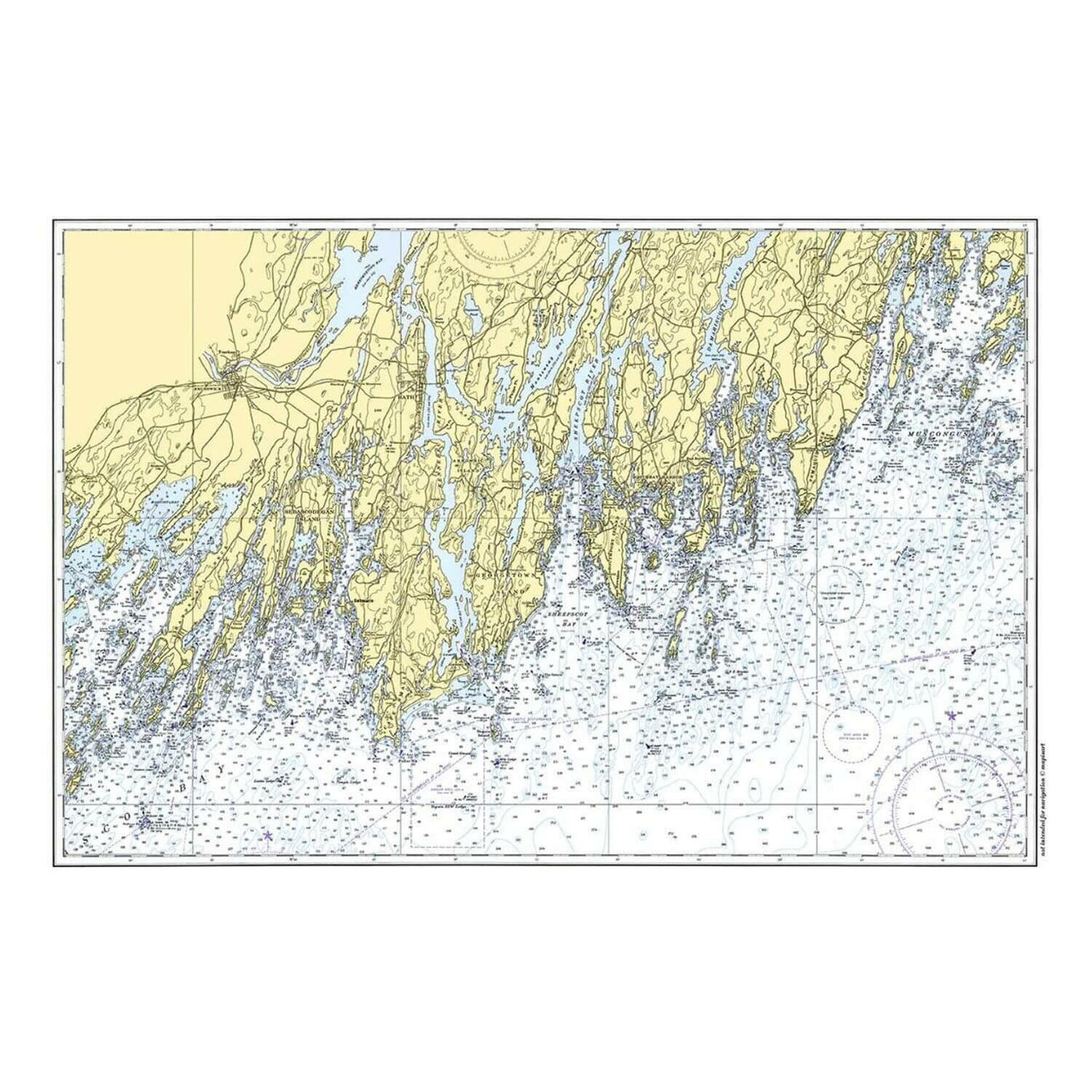 Nautical Chart Placemats, Locations in Maine