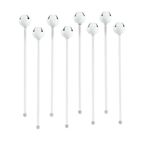 Shiny White Jingle Bell Stir Sticks