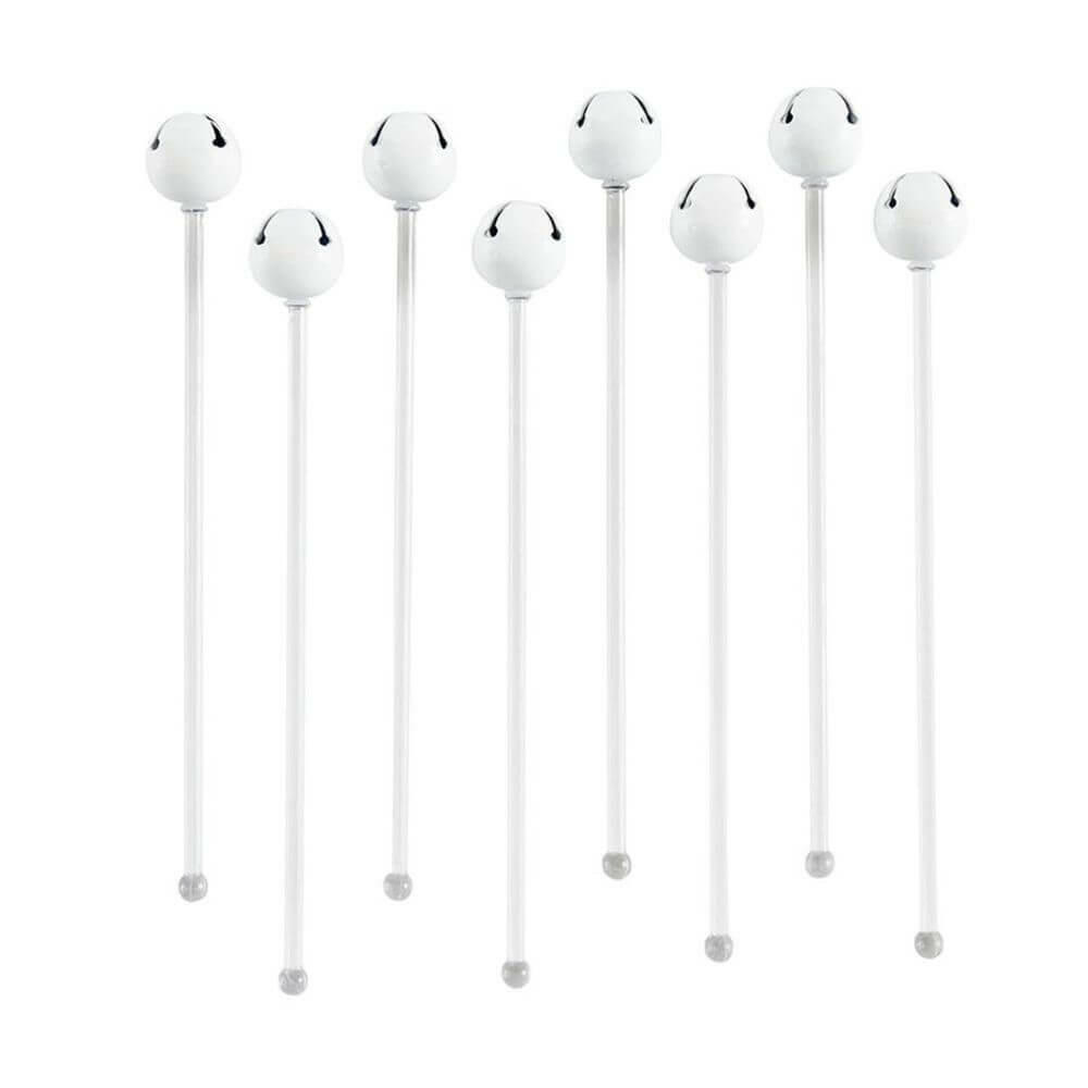 Shiny White Jingle Bell Stir Sticks