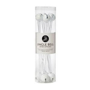 Shiny White Jingle Bell Stir Sticks