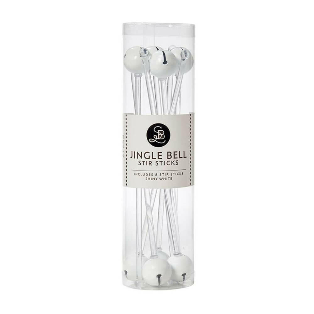 Shiny White Jingle Bell Stir Sticks