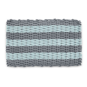 Best Doormat for Outside, Lobster Rope Doormat in Silver & Seafoam Cabana Stripes