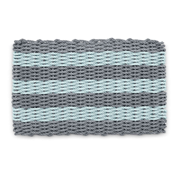 Best Doormat for Outside, Lobster Rope Doormat in Silver & Seafoam Cabana Stripes