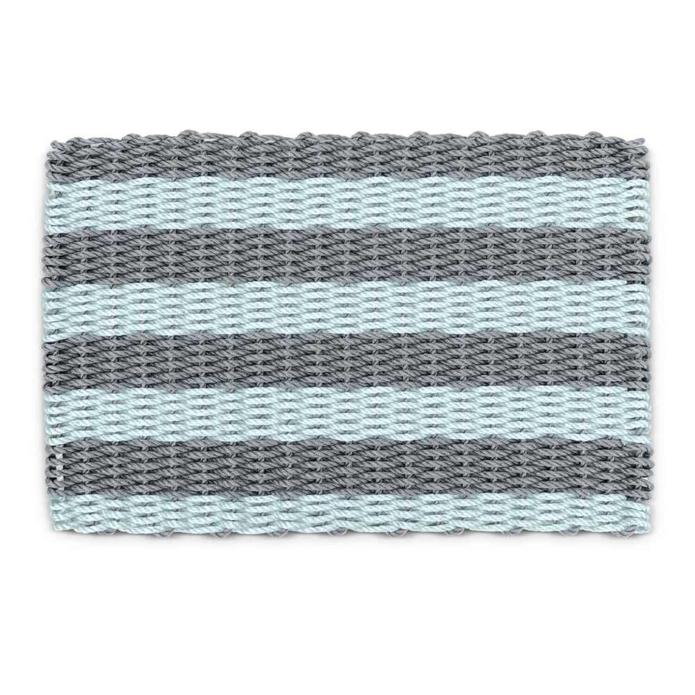 Best Doormat for Outside, Lobster Rope Doormat in Silver & Seafoam Cabana Stripes
