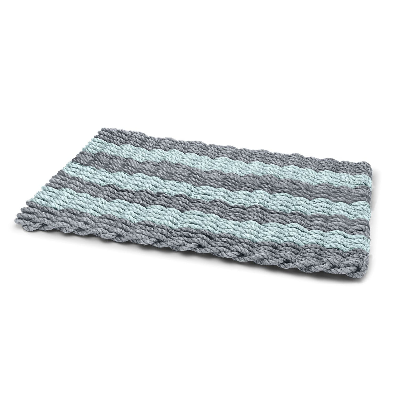 Silver & Seafoam Cabana Stripes Lobster Rope™ Doormat, Wicked Good Doormats