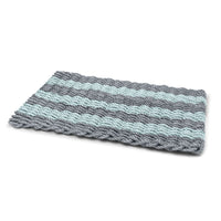 Thumbnail for Silver & Seafoam Cabana Stripes Lobster Rope™ Doormat, Wicked Good Doormats