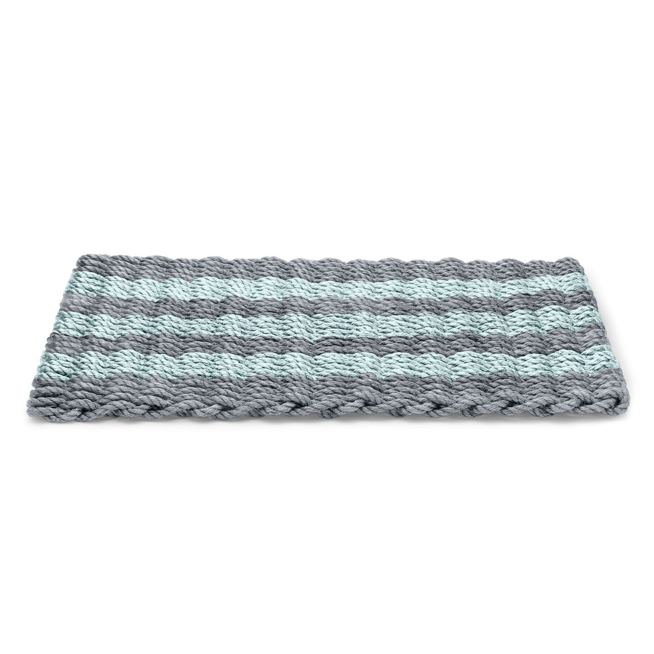 Silver & Seafoam Cabana Stripes Lobster Rope™ Doormat, Wicked Good Doormats