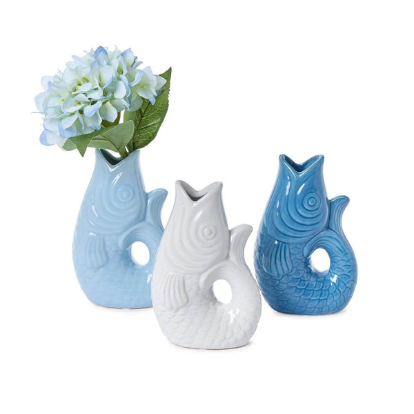 Coastal Catch Fish Flower Vase, 3 Colors, 8"