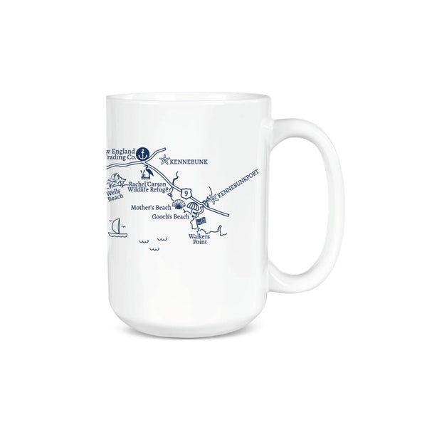 Southern Maine Map Ceramic Mug, 15 oz Ceramic Mug, Maine Map Drinkware, Coastal Mug