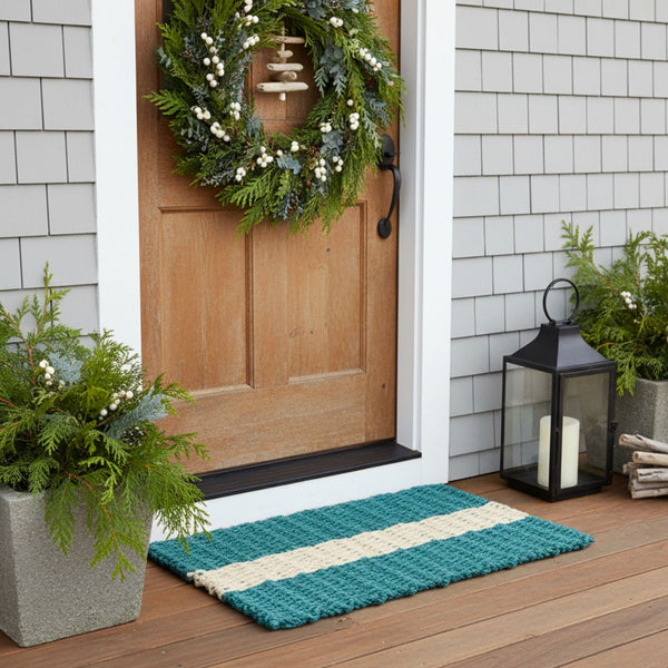 Spruce with Light Tan Stripe Doormat, Wicked Good Lobster Rope™ Doormat