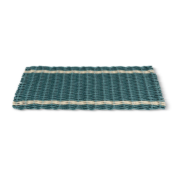 Welcome Mat for Outdoors, Lobster Rope Doormats, Spruce with Light Tan Tailored Stripes Top Rated Doormats