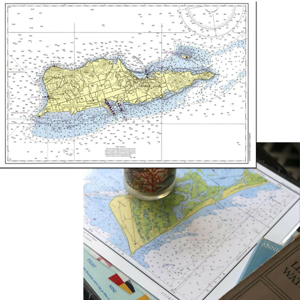 Nautical Chart Placemats, Locations in Virgin Islands