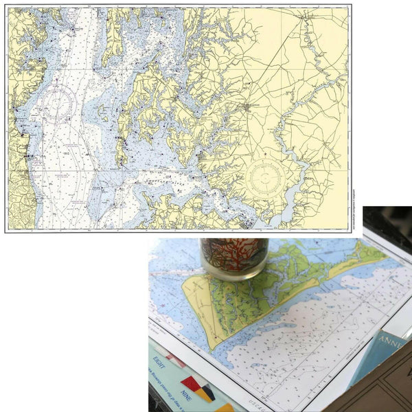 Nautical Chart Placemats, Locations in Maryland