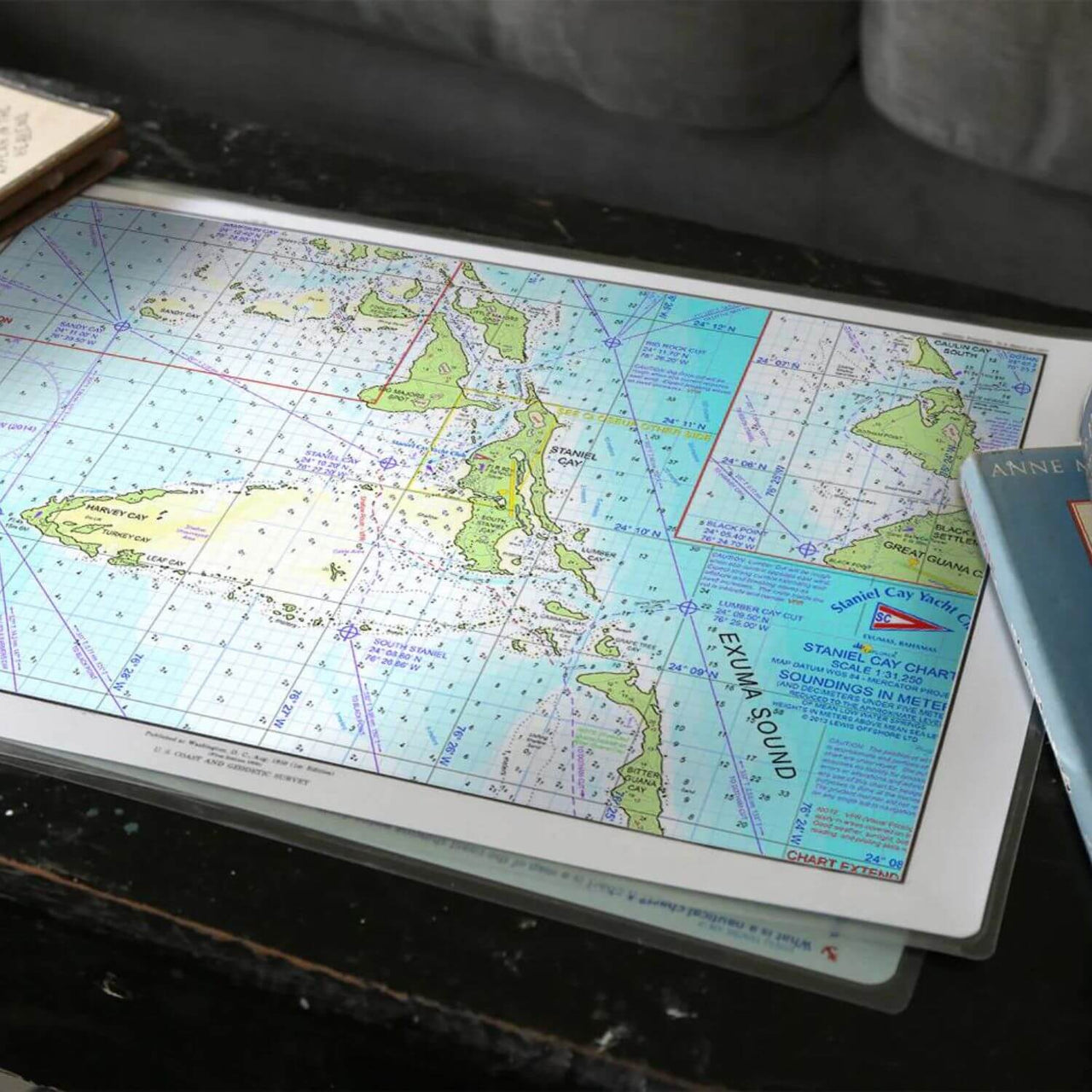 Nautical Chart Placemats, Locations in Bahamas