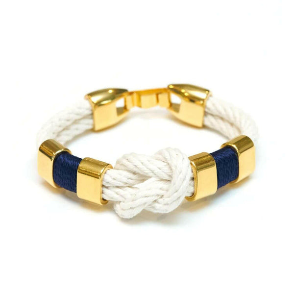Gold-accented nautical rope bracelet, soft cotton rope, easy to wear solo or layered.