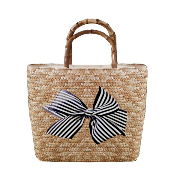 Vineyard Straw Tote with Interchangeable Bow