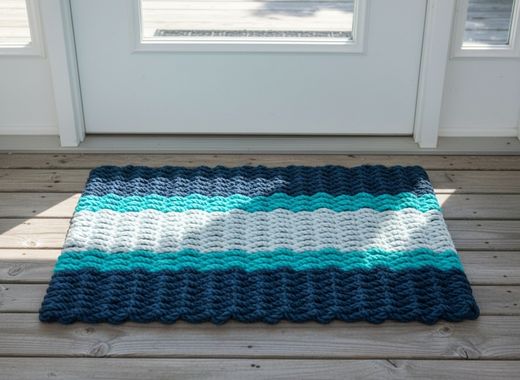 Solid Sand Lobster Rope Doormat | Coastal Entry Mat | New England