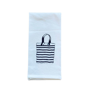 Coastal Kitchen Towel, Striped Bag Tea Towel, 100% Cotton