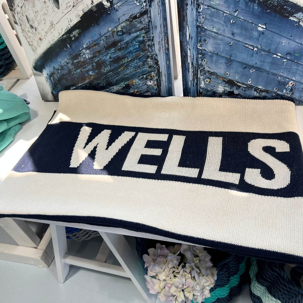 Striped Knit Throw, Wells Maine