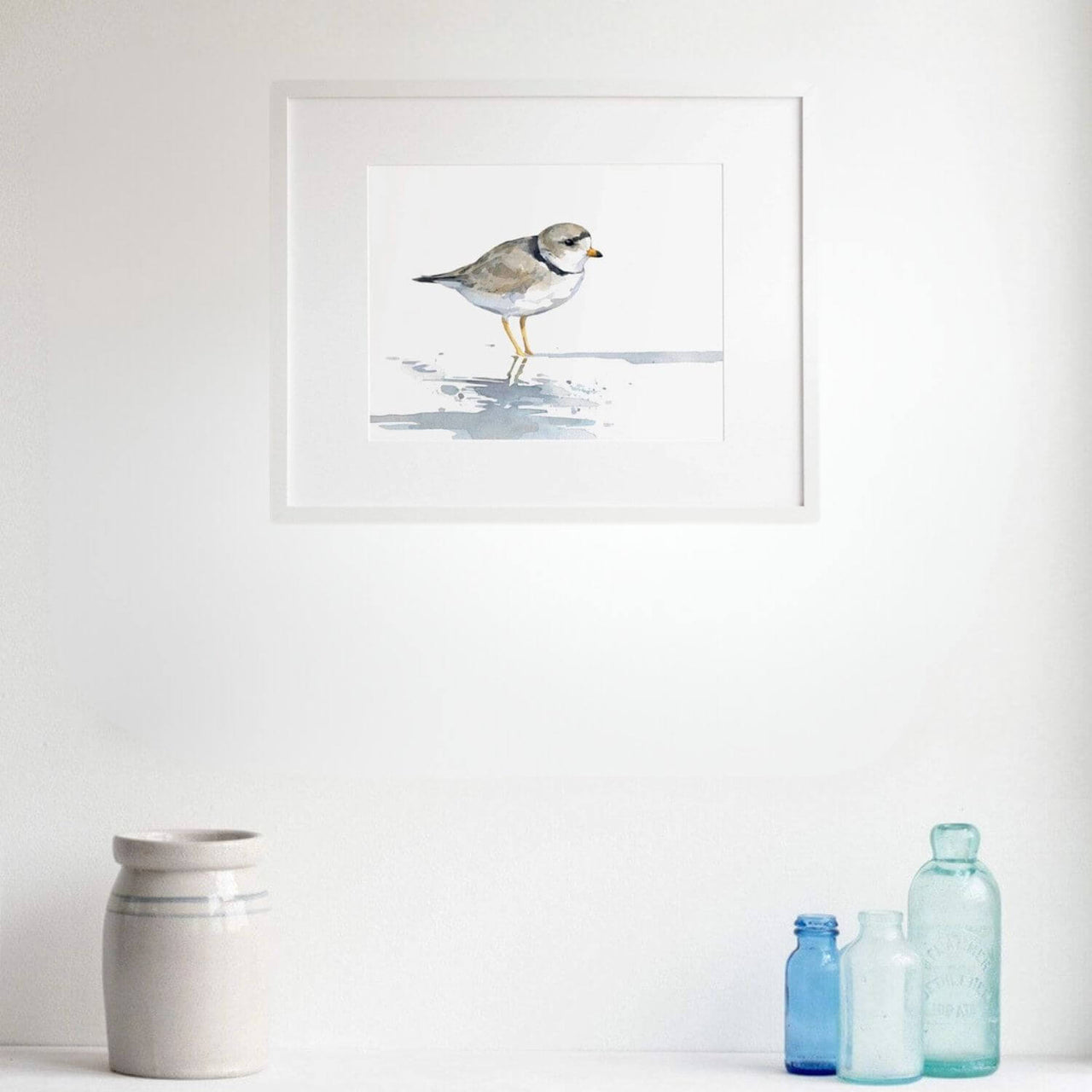 Piping Plover Watercolor Print, Sandpiper Beach Painting, 5 x 7