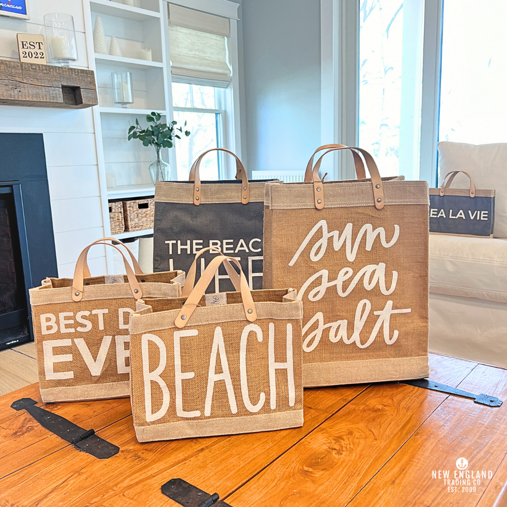 Newport Tall Market Tote, Jute Tote Bag, Sun Sea Salt
