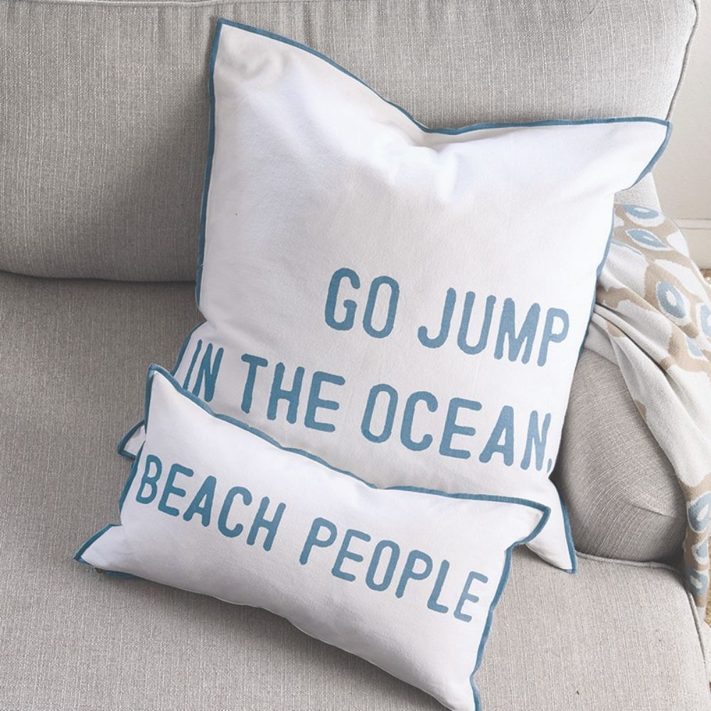 Sunkissed and Salty embroidered coastal pillow