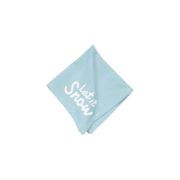 Textured cotton slub napkins featuring festive embroidered coastal holiday accents.